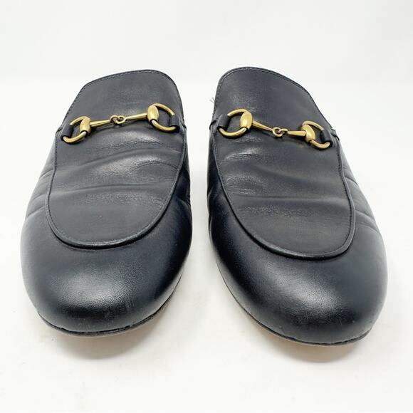 Gucci Princetown Black Leather Horsebit Mules Loafers 38 - Picture 4 of 10